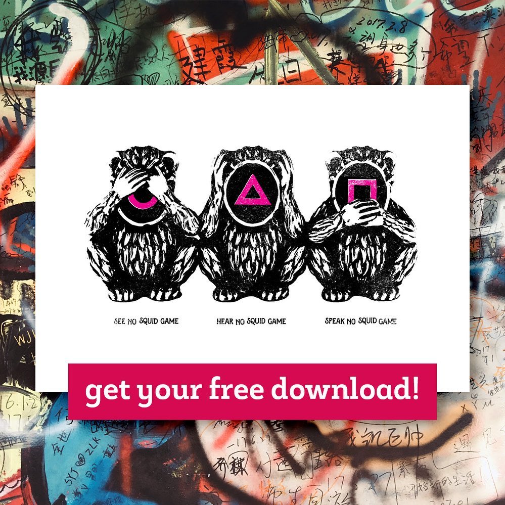 For a limited time we are giving away our new ‘Three Wise Squid Monkeys’ download for absolutely FREE! Follow us and share us then click on the link in our bio to download yours now!! 😃😃😃

#squidgame #squidgamefanart #squidgameart #squidgamenetflix #freedownload #freegiveaway #freegiveaways #squidgamememes #hitchin #hitchinbusiness #hitchinbusinesses #smallbusinessuk #netflix #netflixseries #korea #halloween #freegift #linocut #linocutprint #etsyfinds
