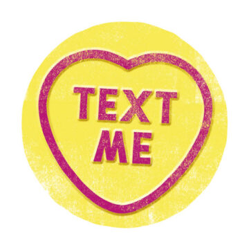 Love Hearts Text Me Yellow